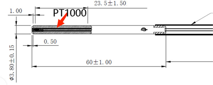 PT1000 Temperature Sensor Integrated in MCH heater
